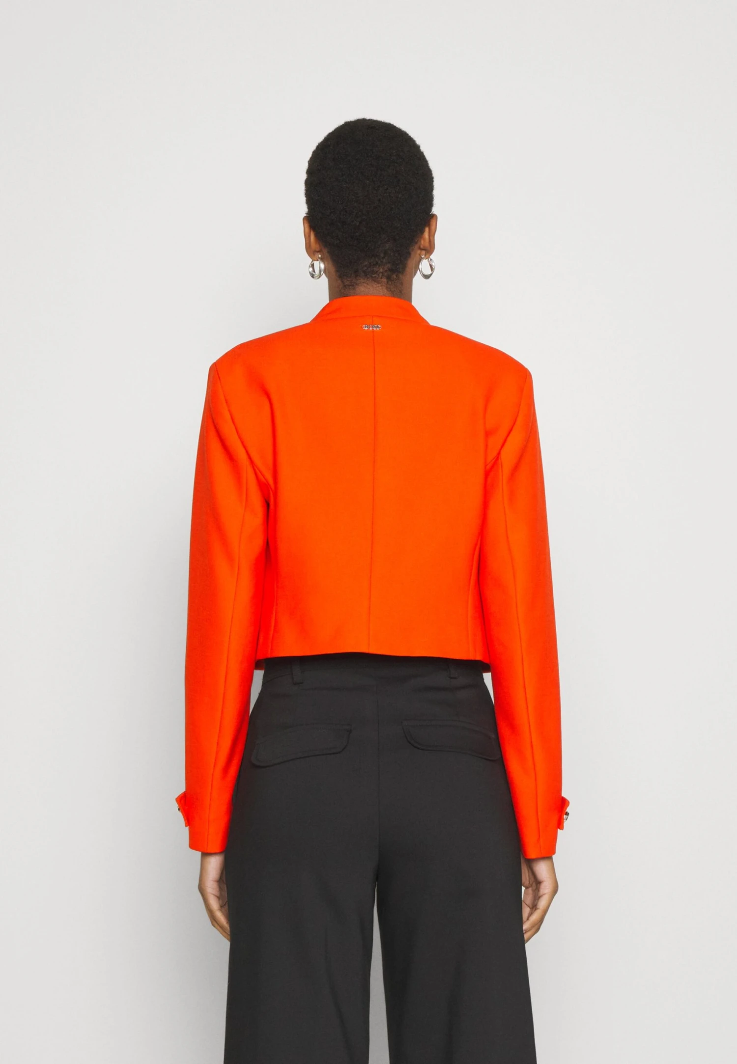 Boss Slim-Fit Cropped Jacket With Collarless Styling - Blazer - Bright Orange 4 Boss Slim-Fit Cropped Jacket With Collarless Styling - Blazer - Bright Orange - Afbeelding 4