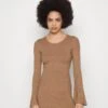 Even&Odd Knit Loose Fit Flared Sleeves Dress - Gebreide Jurk - Camel