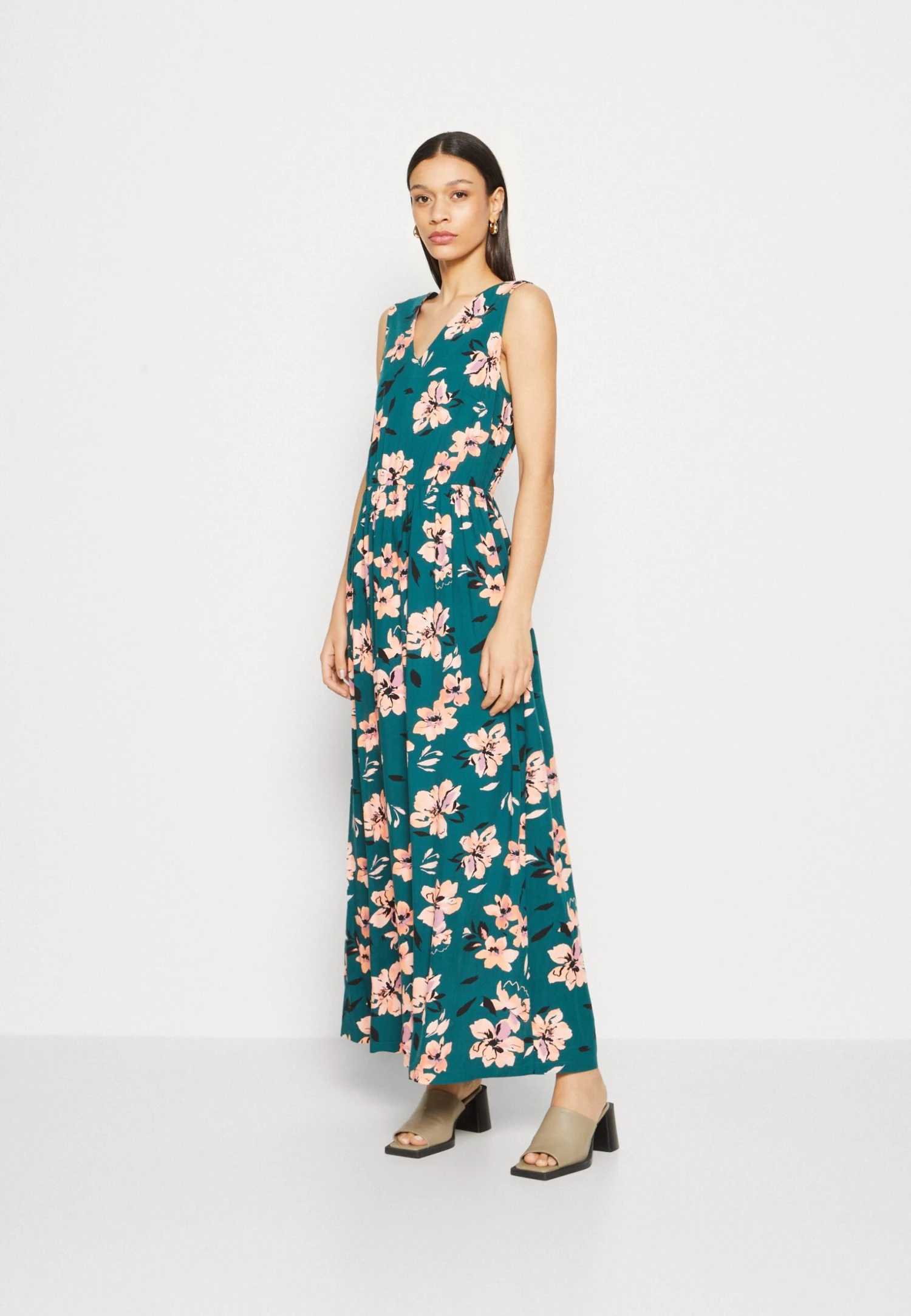 Anna Field Maxi-Jurk - Dark Green/Pink 1 Anna Field Maxi-Jurk - Dark Green/Pink