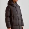 Marc O'Polo Coat Filled Fixed Hood Welt Pockets Side Slits With Press Buttons - Donsjas - Black