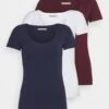 Anna Field 3 Pack - T-Shirt Basic - Dark Red/Dark Blue/White