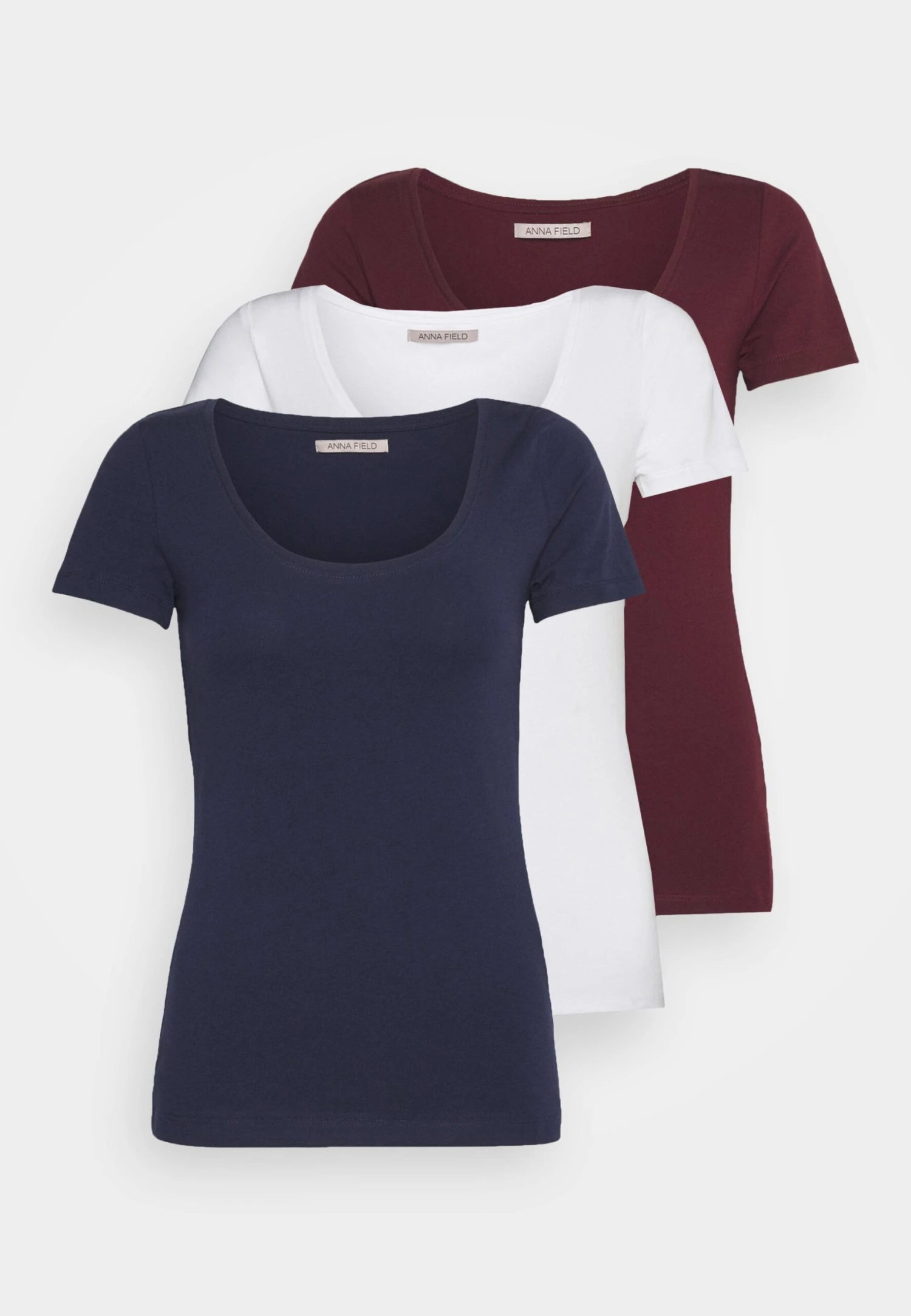 Anna Field 3 Pack - T-Shirt Basic - Dark Red/Dark Blue/White 1 Anna Field 3 Pack - T-Shirt Basic - Dark Red/Dark Blue/White