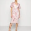Wal G Wedding Jamie Flare Sleeve Midi - Etui-Jurk - Pink