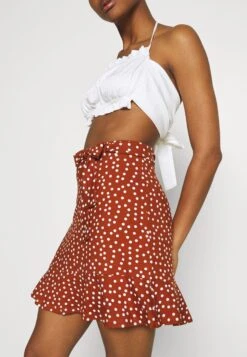 Even&Odd Mini Skirt With Volant - A-Lijn Rok - Brown/White -Fashionista Verkoop e6976c2221a14df492352e95834f3258 scaled