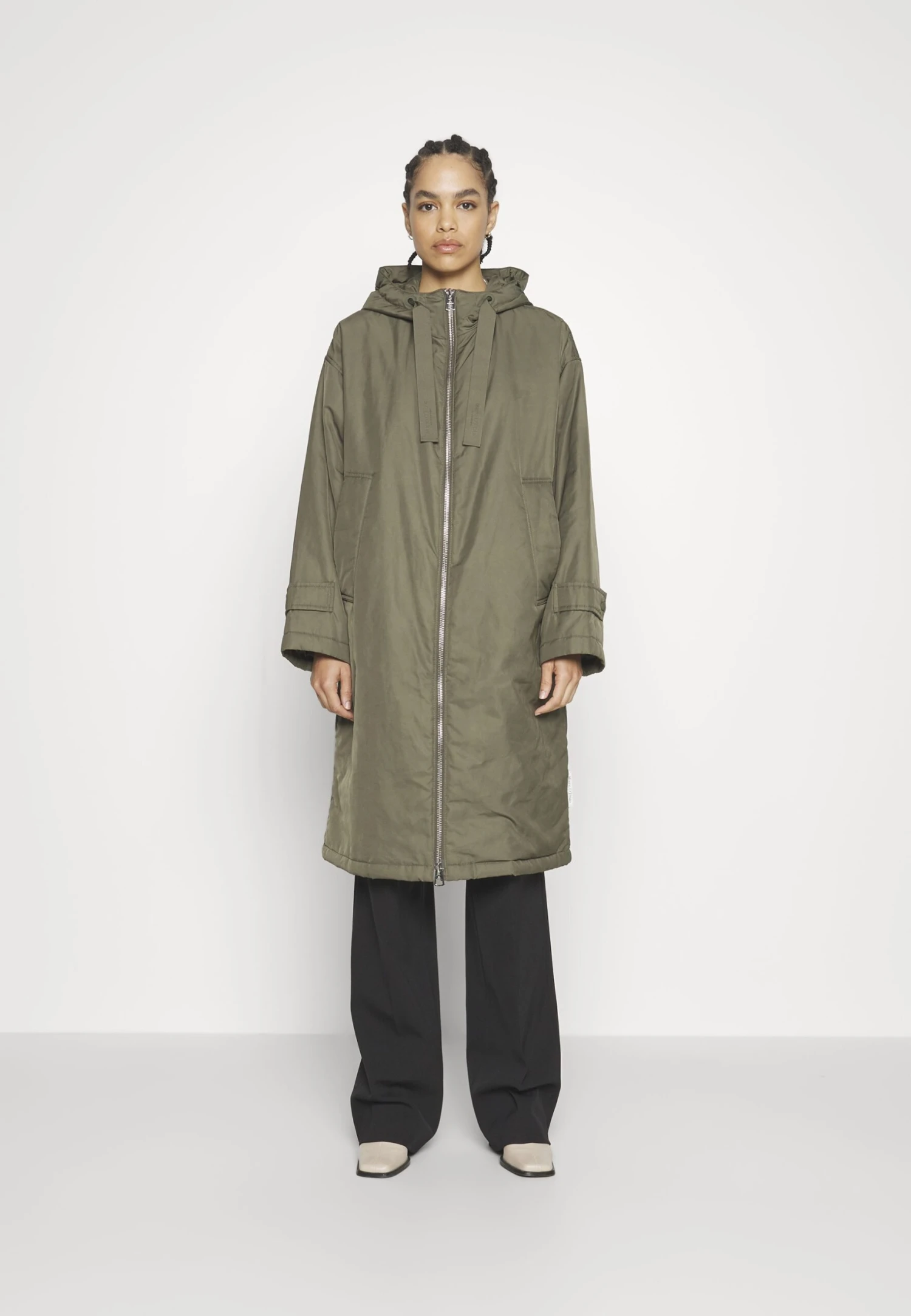 Marc O'Polo Coat Long Padded Fixed Hood Zipper Drawstring Waist - Parka - Olive Crop 4 Marc O'Polo Coat Long Padded Fixed Hood Zipper Drawstring Waist - Parka - Olive Crop - Afbeelding 4